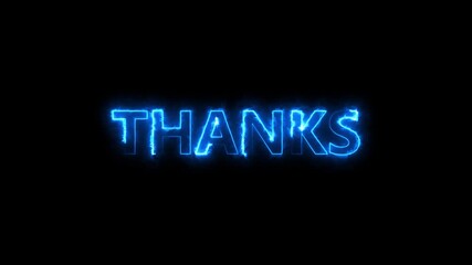 Electric Blue Neon Glow Thanks Text Animation Dark Background thank you gratitude