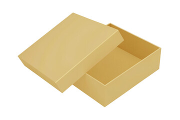 3D Open Cardboard Box Isolated on Transparent Background Illustrating Shipping Delivery Packaging and Product Container Template