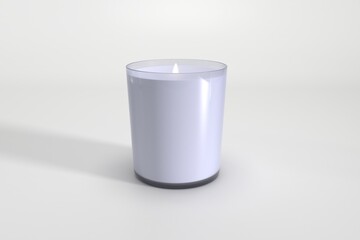 Elegant white candle burning gently in clear glass holder for relaxation and soothing home fragrance