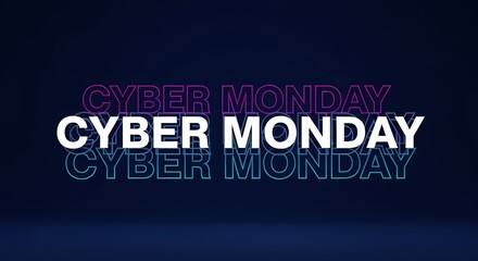 Cyber monday sale promotion text on dark background for online shopping