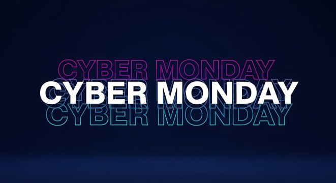 Cyber monday sale promotion text on dark background for online shopping - Powered by Adobe