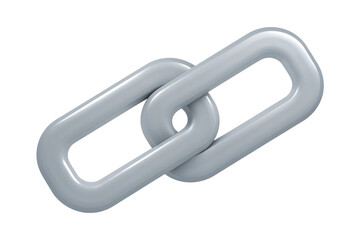 3D Metal Chain Link Icon Isolated on Transparent Background Illustrating Connection Security Strength Unity and Digital Link