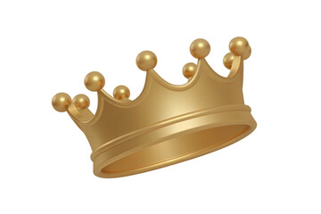 3D Golden Royal Crown Isolated on Transparent Background Illustrating Royalty King Queen Success Victory and Premium Quality