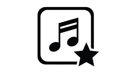 Music note with star isolated on, symbolizing favorite song