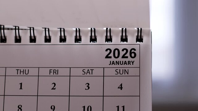 Calendar January 2026. Close-up. Concept of deadline and planning for the new year.	