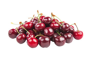 A pile of fresh. glossy cherries with rich red hues. their natural shine and freshness. perfect for culinary use or as a decorative element in food photography