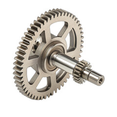 Close-up view of a mechanical gear with a shaft, showcasing intricate engineering for machinery and industrial applications