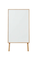 Standing blank white sandwich board sign with wooden frame