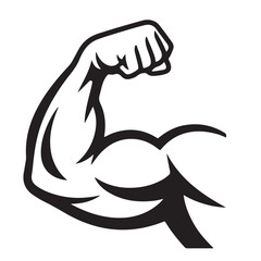 Muscle icon. Bicep symbol. Strong arm vector illustration. Gym logo