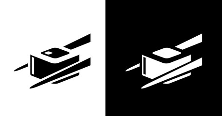 black and white illustration of sushi icon