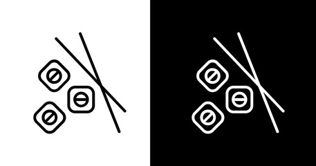 black and white illustration of sushi icon
