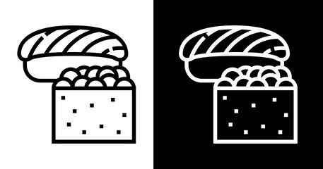 black and white illustration of sushi icon