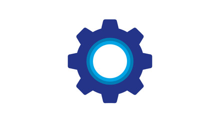 A dark blue gear icon centered on a white background with color codes