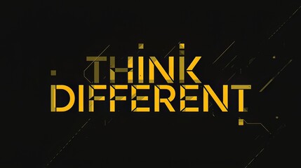 Bold yellow think different text on dark background