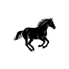 Silhouette of a Galloping Horse Dynamic Black Artwork Depicting Equine Movement