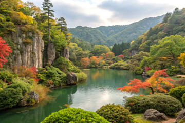 Picturesque tropical forest lake