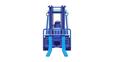 Front view illustration of a blue forklift No Background © Faisal