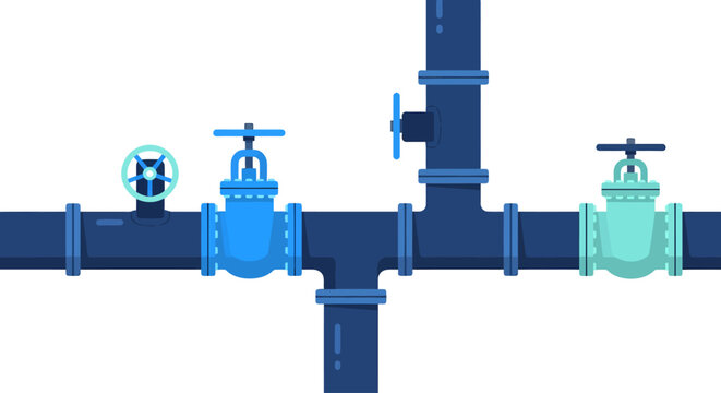 Pipeline illustration showing two valves No Background