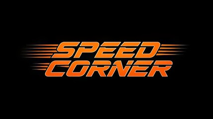 Speed corner logo with dynamic orange and blue streaks
