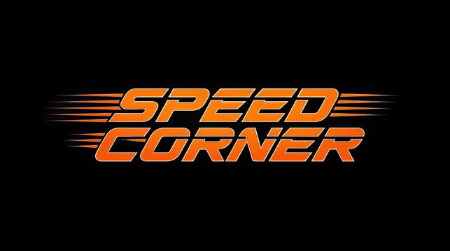 Speed corner logo with dynamic orange and blue streaks