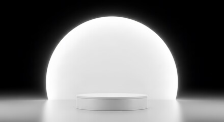 Simple White Display Podium with Circular Minimalist Background