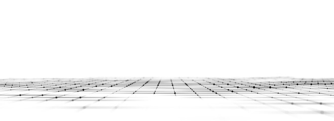 Technology perspective grid in infinity. Abstract digital wireframe floor with lines. Futuristic texture pattern with mesh. Background a digital space. Flooring illustration. 3D rendering. © ASdesign0714