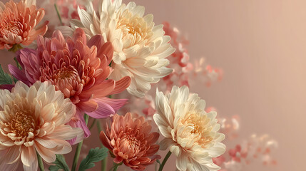 A pink floral background with chrysanthemums flower. Perfect for Valentine's, feminine branding, and elegant minimalist designs.
