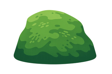 Cartoon green bush or shrub with rounded shape, natural foliage element for game design and summer graphics