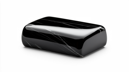 Sleek Black Marble Headstone on Transparent Background