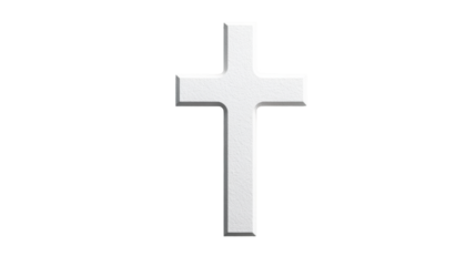 White Cross Headstone on Transparent Background
