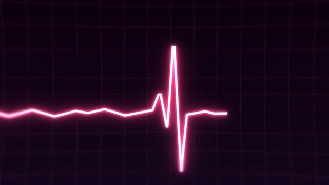Dynamic Visualization of Heartbeat Rhythm Patterns Displayed on Digital Monitor With Pulsating Pink Line Reflecting Vital Signs and Cardiac Activity