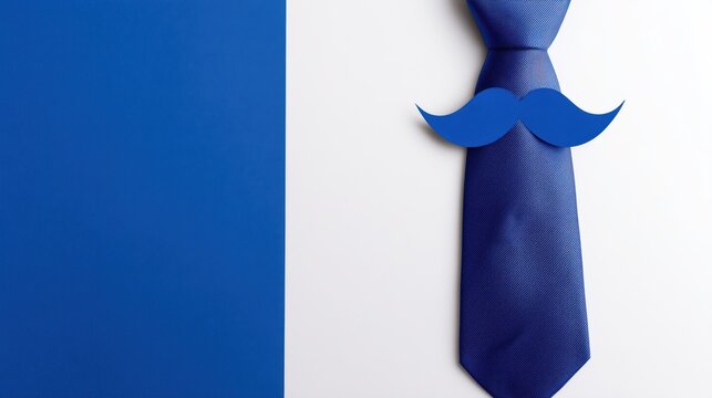 Blue Tie and Mustache for Novembro Azul: Men's Health, Movember, and Prostate Cancer Awareness Symbol