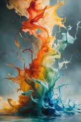 professional photo featuring loose watercolor lines that flow dynamically from chaotic warm colors with shades of orange and yellow to calm cool tones with hues of blue and green capturing a conceptua