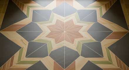 A mesmerizing geometrical pattern floor design with an eight-pointed star motif