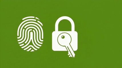 Animated biometric authentication with glowing fingerprint and digital key for secure access - Powered by Adobe