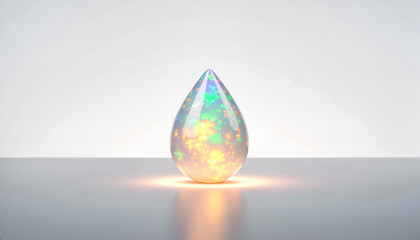 Iridescent opal exhibits rainbow-like play of color, highlighting its precious stone nature. This opal shimmers with a luminous glow and intricate light play.