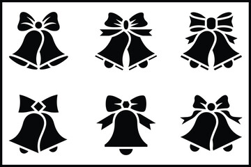 Classic holiday bells with bows set, vector design illustration isolated on white background, Vector