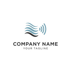 Fototapeta premium A logo featuring stylized waves and signal radiating outwards, representing communication.