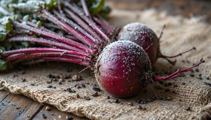red beets on wooden table