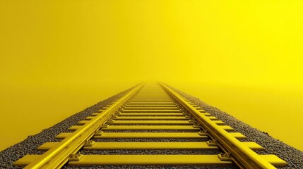 Golden Railway Tracks Disappearing into the Distance - A Conceptual Journey.