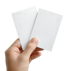 Hand holding two blank cards png mockup png business png identity png paper png template png print png marketing png message png design png transparent background image