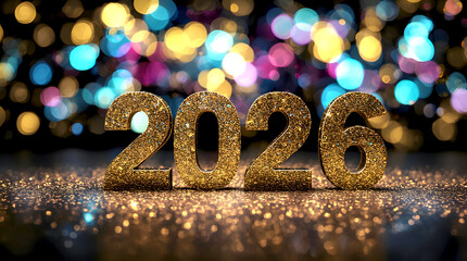 Glittering gold 2026 new year celebration design