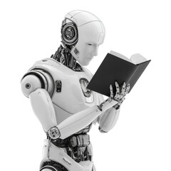 Humanoid robot with white armor png android png technology png futuristic png AI png cyborg png machine png sci-fi png hands png innovation png transparent background image