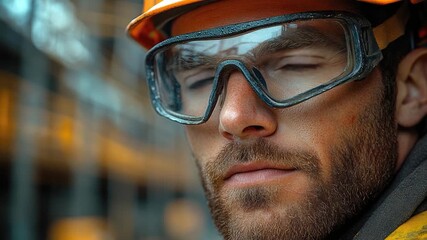 A close-up shot of a person wearing a helmet and goggles, ideal for use in s about safety gear or adventure activities