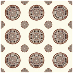 Seamless ethnic circular pattern with traditional round motifs vector