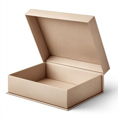 Beige cardboard box, open, empty interior