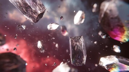 Floating crystal cosmic nebula sparkle abstract gemstone drift, crystal floating cosmic abstract - Powered by Adobe