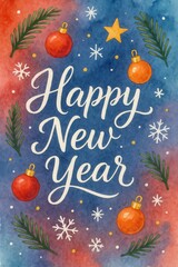 Happy New Year Watercolor