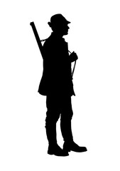 Hunter silhouette with rifle, - vector illustration