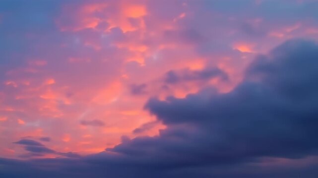 Vibrant Pink and Orange Sunset Sky with Dramatic Purple Clouds